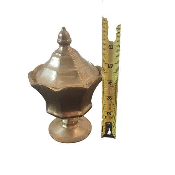 VTG Antique Phelps Dodge Trinket Dish Container w/ Lid Brass Weighted Storage - Picture 5 of 8